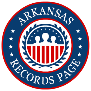 A red, white, and blue round logo with the words Arkansas Records Page